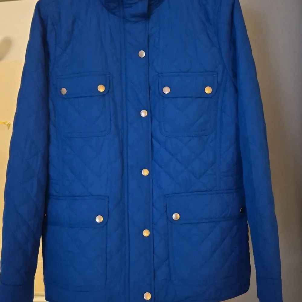 TALBOTS  Quilted Lightweight Barn Jacket Cobalt Blue Sz M